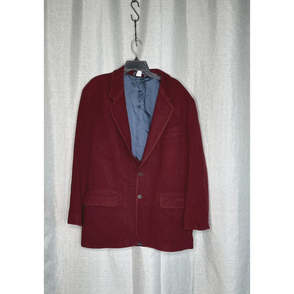 Wool Blend Blazer Mens‎ 42R Burgundy Lined Pockets Jacket Casual Claiborne